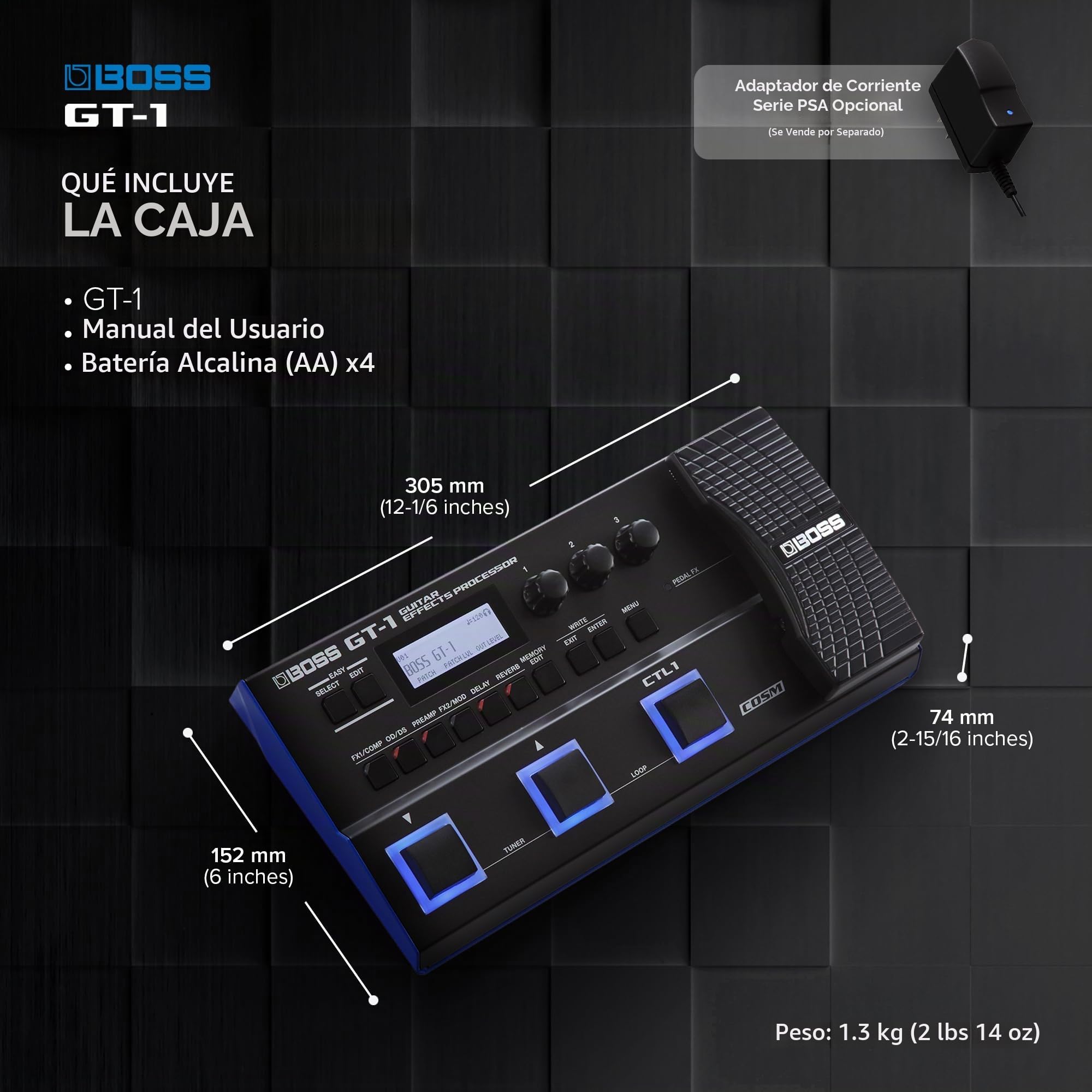 Amazon.com: Procesador de efectos de guitarra compacta BOSS GT-1